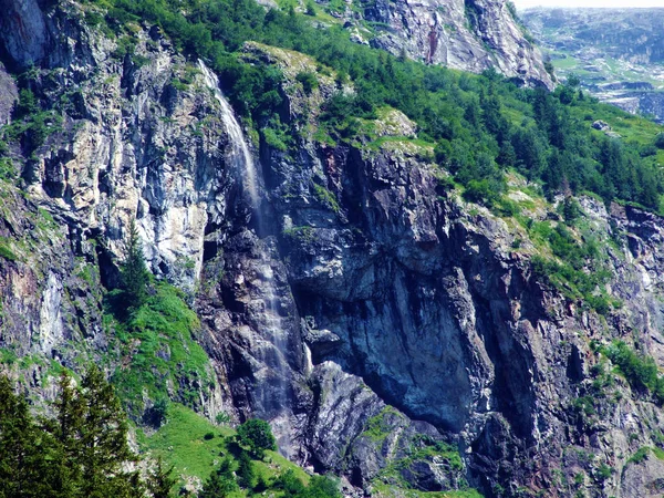 Waterval Sidensackfall Wasserfall Sidensackfall Spritzbach Beek Alpiene Vallei Van Maderanertal — Stockfoto