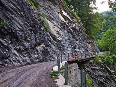 Sernftal Alpin vadisindeki taşlar ve kayalar-Glarus Kantonu, Isviçre