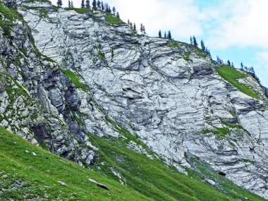 Sernftal Alpin vadisindeki taşlar ve kayalar-Glarus Kantonu, Isviçre