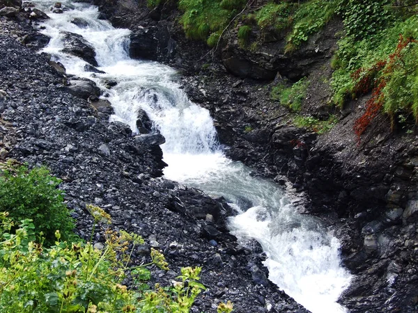 Loch Alp Vadisindeki Jetzbach Akımında Falls Cascades Glarus Kantonu Isviçre — Stok fotoğraf