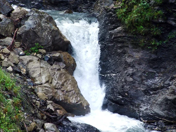 Falls Cascades Jetzbach Stream Alpine Valley Loch Canton Glarus Switzerland — Stock Photo, Image