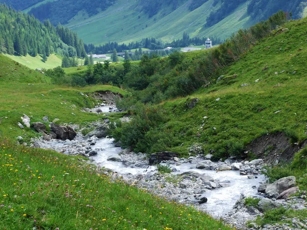 Ruisseau Mitteleggbach Dans Vallée Alpine Wichlen Canton Glaris Suisse — Photo