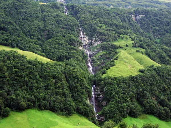 Vattenfall Laubenfall Sernftal Alpina Dal Eller Wasserflle Laubenfalle Kantonen Glarus — Stockfoto