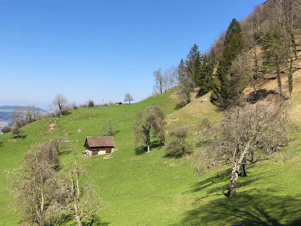 Eski Geleneksel Mimari Mount Rigi Lucerne Kanton Schwyz Sviçre Eteklerinde — Stok fotoğraf