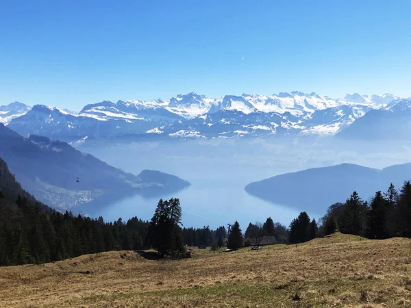 Blick Vom Rigi Berg Auf Den Vierwaldstättersee Und Die Schweizer — Stockfoto