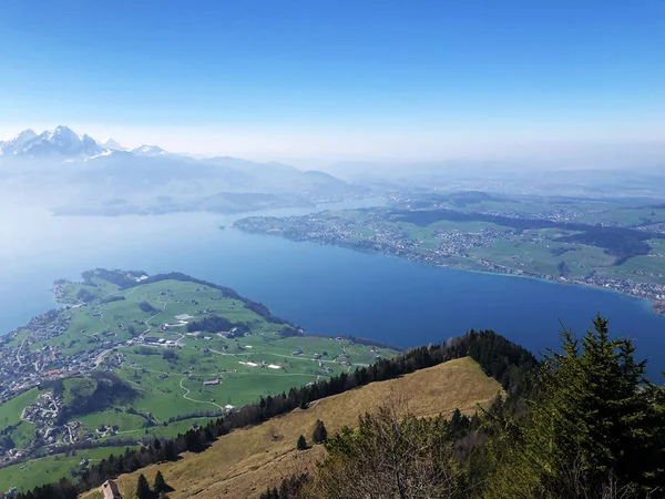 Kussnachtersee Gölü Veya Dört Kanton Gölü Vierwaldstatersee Dağ Tepe Pilatus — Stok fotoğraf