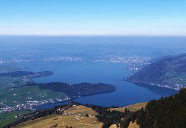 Göl Zug veya Zugersee Rigi dağ - Kanton Schwyz, İsviçre