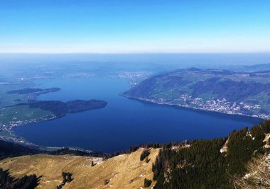 Göl Zug veya Zugersee Rigi dağ - Kanton Schwyz, İsviçre
