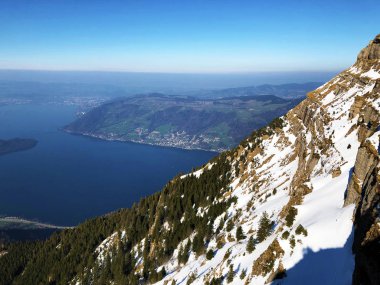 Göl Zug veya Zugersee Rigi dağ - Kanton Schwyz, İsviçre