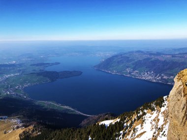 Göl Zug veya Zugersee Rigi dağ - Kanton Schwyz, İsviçre