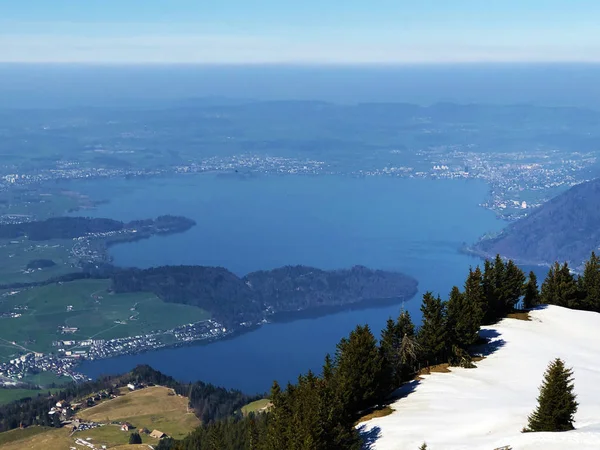 Göl Zug veya Zugersee Rigi dağ - Kanton Schwyz, İsviçre