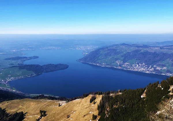 Göl Zug veya Zugersee Rigi dağ - Kanton Schwyz, İsviçre