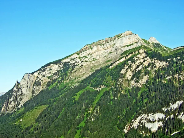Pico Alpino Margelchopf Sobre Lago Voralpsee Cordillera Alviergruppe Cantón Gallen — Foto de Stock