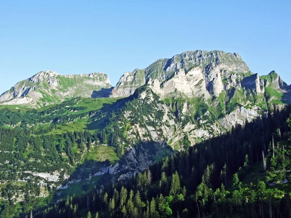 Alpské Vrcholy Sichli Gamsberg Wissen Frauen Schiffberg Alviergruppe Pohoří Kantonu — Stock fotografie