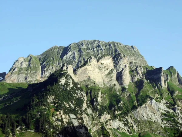 Alpine Peaks Gamsberg Wissen Frauen Schiffberg Alviergruppe Mountain Range Canton — Stock Photo, Image