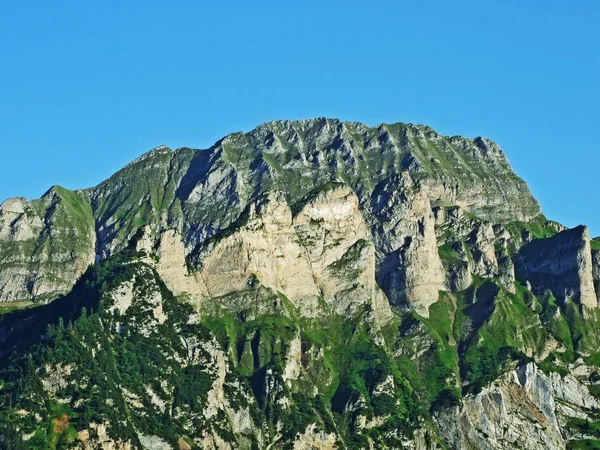 ガムズバーグ山と Alviergruppe ザンクト ガレンのカントン スイス連邦共和国でヴィッセン野フラウェン アルプス山脈 — ストック写真