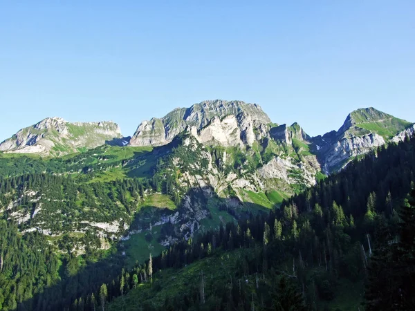 Alpské Vrcholy Sichli Gamsberg Wissen Frauen Schiffberg Sichelchamm Alviergruppe Pohoří — Stock fotografie