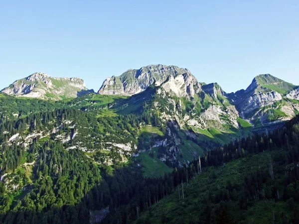 Alpské Vrcholy Sichli Gamsberg Wissen Frauen Schiffberg Sichelchamm Alviergruppe Pohoří — Stock fotografie