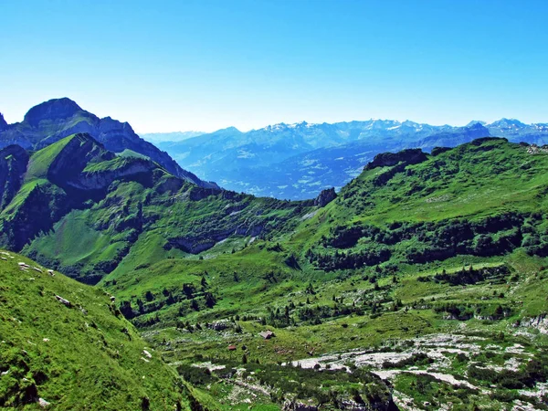 Alpine Toppen Rotsachtige Landschap Van Alviergruppe Bergketen Kanton Gallen Zwitserland — Stockfoto