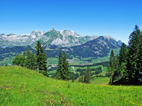 Alpesi Csúcsok Alpstein Hegység Sziklás Tája Gallen Kanton Svájc — Stock Fotó