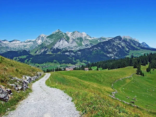 Alpine Toppen Rotsachtige Landschap Van Alpstein Bergketen Kanton Gallen Zwitserland — Stockfoto