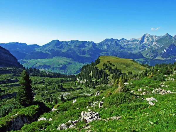 Horské Vrcholky Skalnaté Krajiny Alpstein Kantonu Gallen Švýcarsko — Stock fotografie