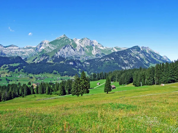 Alpstein Sıradağları 'nın alp zirveleri ve kayalık manzarası-St. Gallen Kantonu, Isviçre