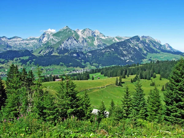 Alpesi Csúcsok Alpstein Hegység Sziklás Tája Gallen Kanton Svájc — Stock Fotó