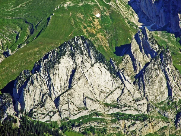 Alpine Peak Zehespitz Alpstein Mountain Range Canton Gallen Suíça — Fotografia de Stock