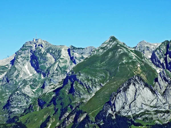 Magnifique Dominant Sommet Alpin Santis Saentis Dans Chaîne Montagnes Alpstein — Photo