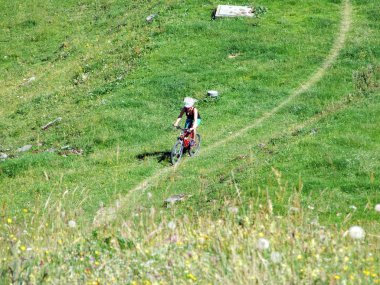 Alviergruppe Sıradağları yamaçlarında pitoresk Alpler dağ bisikleti parkurları-St. Gallen Kantonu, Isviçre