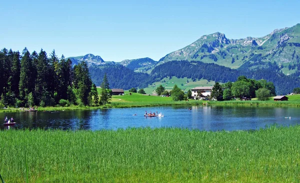 Belangrijkste Lake Schwendisee Vorder Schwendisee Wildhaus Kanton Gallen Zwitserland — Stockfoto