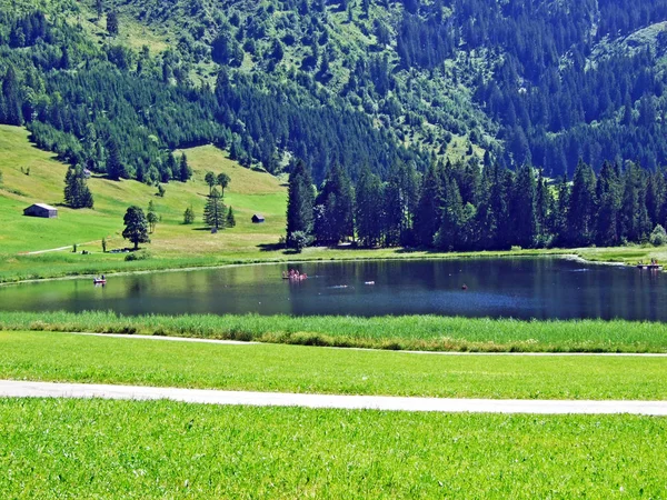 Belangrijkste Lake Schwendisee Vorder Schwendisee Wildhaus Kanton Gallen Zwitserland — Stockfoto