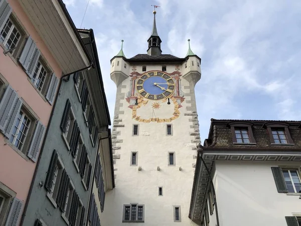 Baden Şehir Kulesi Veya Stadtturm Aargau Isviçre — Stok fotoğraf