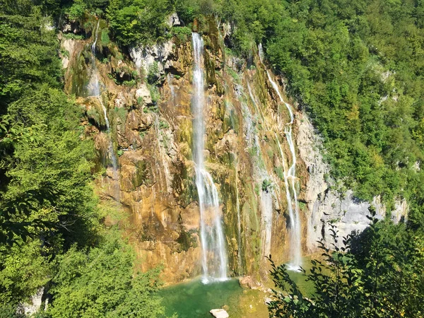 Grote Waterval Veliki Slap Slap Plitvica Plitvice Lakes National Park — Stockfoto