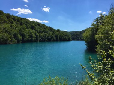 Plitvice Gölleri Milli Parkı veya Nacionalni Park Landscape, UNESCO doğal dünya mirası olan Plitvicka Jezera-Plitvica, Hırvatistan