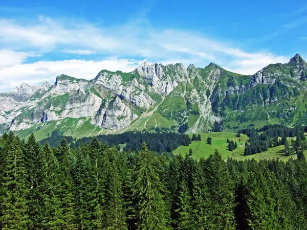 Alp Landskap Och Klippiga Toppar Bergs Kedjan Alpstein Kantonen Gallen — Stockfoto