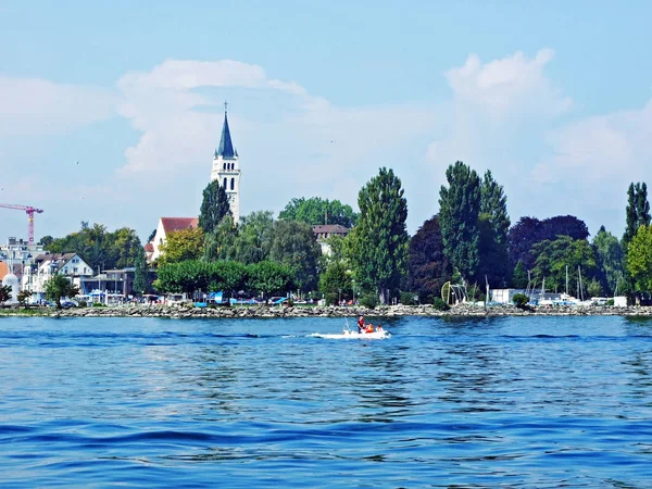 Een Uitzicht Romanshorn Nederzetting Van Het Bodenmeer Bodensee Kanton Thurgau — Stockfoto