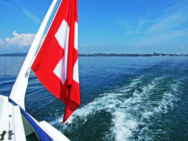 Paseo Barco Por Lago Constanza Bodensee Cantón Gallen Suiza —  Fotos de Stock