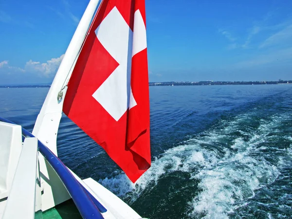 Paseo Barco Por Lago Constanza Bodensee Cantón Gallen Suiza —  Fotos de Stock