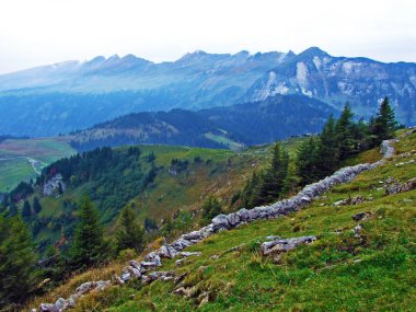Alpine Landscape ve Obertoggenburg bölgesinin tepeleri ve Thur Vadisi, Stein-St. Gallen Kantonu, Isviçre