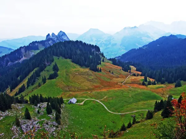Utsikt Från Bergs Toppen Gulme Eller Gulmen Obertoggenburg Regionen Stein — Stockfoto