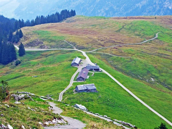 สถาป ตยกรรมแบบด งเด มในชนบทและฟาร มปศ ในภ ภาค Obertoggenburg สไตน แคนต — ภาพถ่ายสต็อก