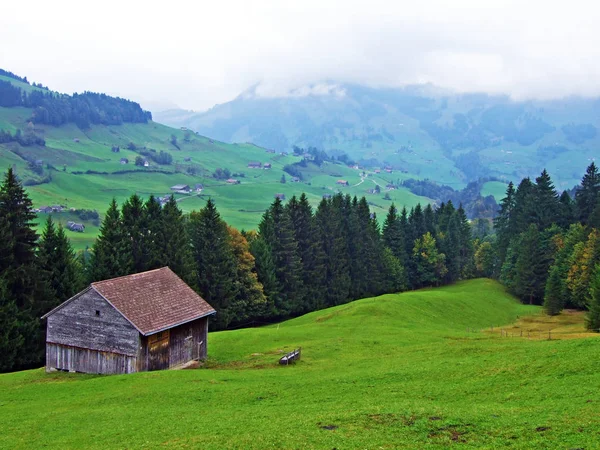 Rural Traditional Architecture Livestock Farms Obertoggenburg Region Stein Canton Gallen — Stockfoto