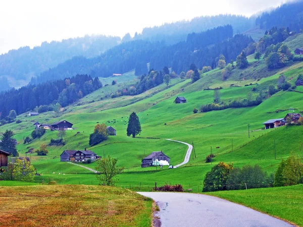 Rural Traditional Architecture Livestock Farms Obertoggenburg Region Stein Canton Gallen — Stockfoto