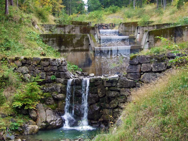 Cascades Kunstmatige Watervallen Alpine Stream Durrenbach Stein Nederzetting Obertoggenburg Regio — Stockfoto