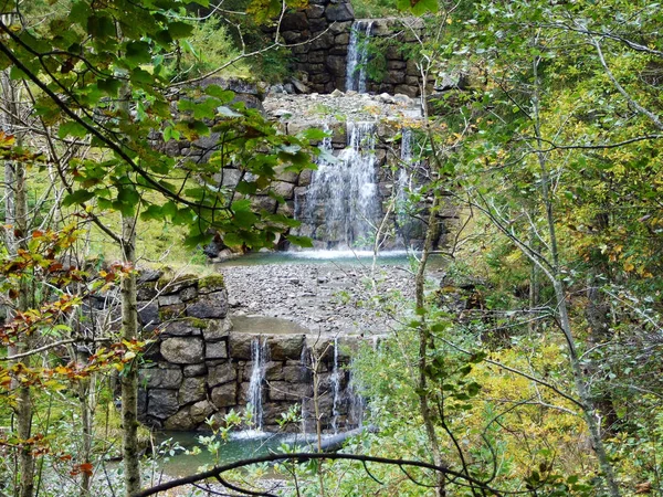 Kaskaden Und Künstliche Wasserfälle Durrenbach Der Steinsiedlung Und Obertoggenburg Kanton — Stockfoto