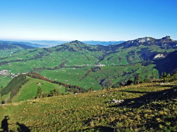 Uitzicht Vanaf Ebenalp Heuvel Het Alpsteingebergte Regio Appenzellerland Kanton Appenzell — Stockfoto