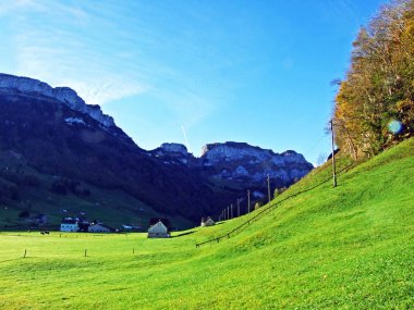 Alpstein sıradağlarında ve Appenzellerland bölgesinde Alp Tepesi Alp Sigel - Appenzell Innerrhoden Kantonu (Ai), İsviçre
