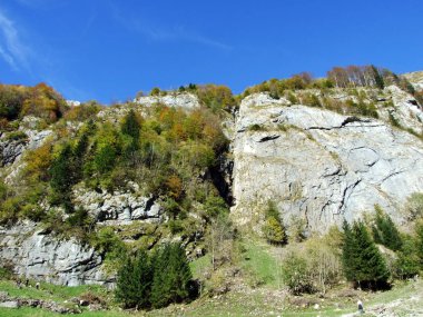 Alpstein ve Appenzellerland bölgesinde dağ masifinin taşları ve kayaları - Appenzell Innerrhoden Kantonu (Ai), İsviçre